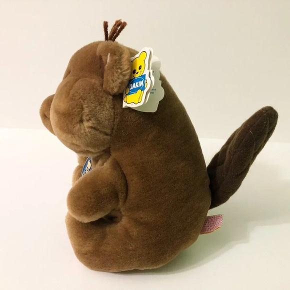 Vintage 1984 R Dakin Brown Beaver Stuffed Animal Plush Toy Sawdust Nature Babies - Picture 4 of 16